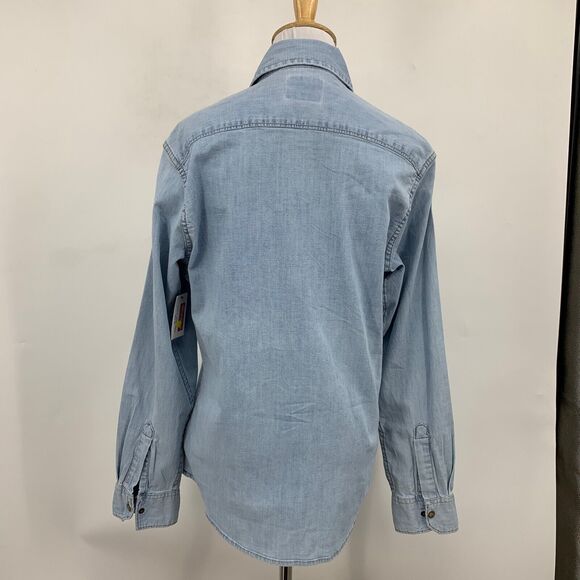 Wrangler Shirt Men Small SLIM Untuck Fit Free To Stretch Chambray Snap Button - Picture 6 of 13